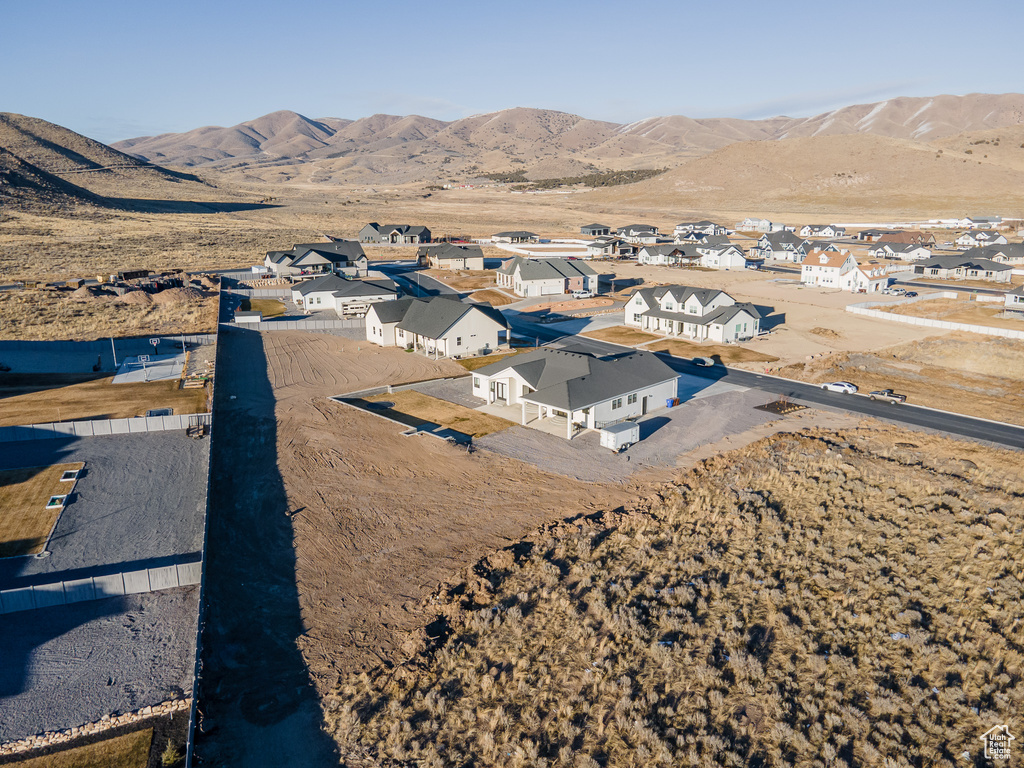 Drone / aerial view with a mountain view