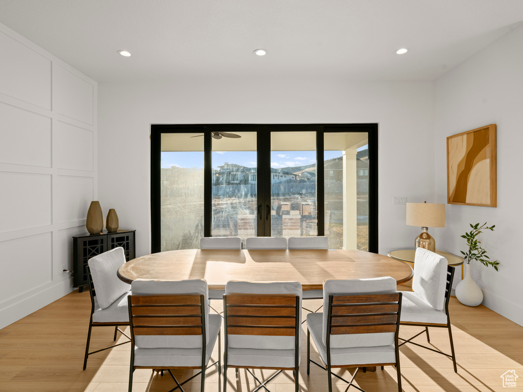 Dining area featuring light wood-type flooring