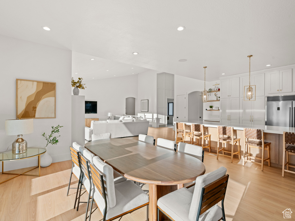 Dining area featuring light hardwood / wood-style floors