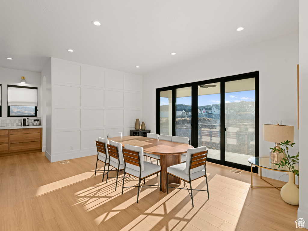 Dining room featuring light wood-type flooring