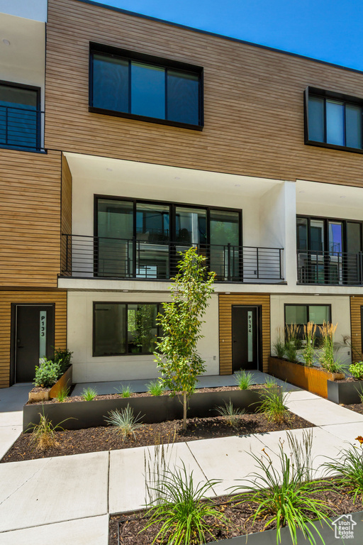 Modern home with stucco siding