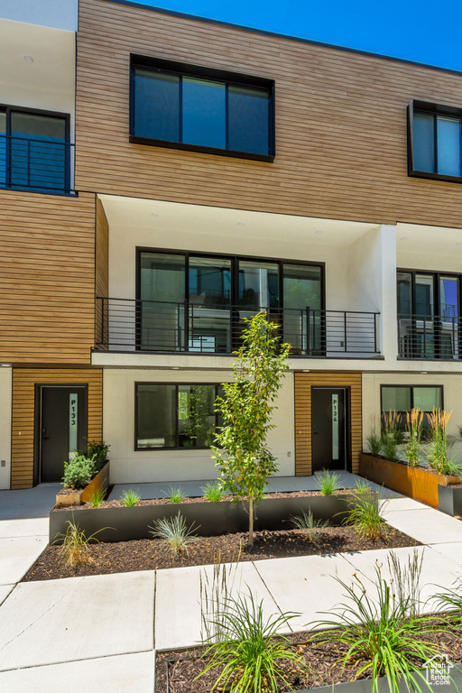Contemporary home with stucco siding