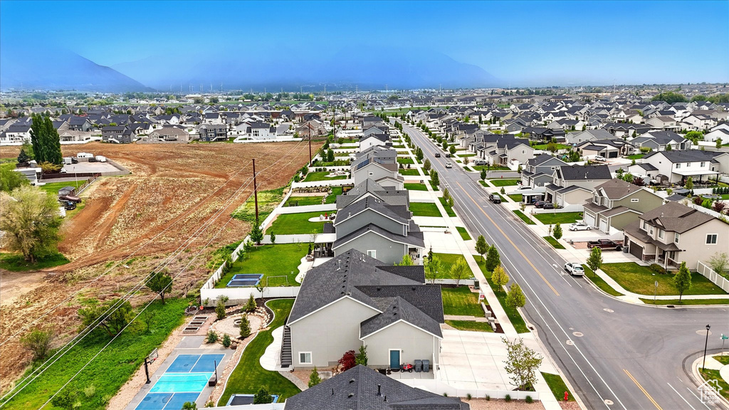 Bird's eye view with a residential view