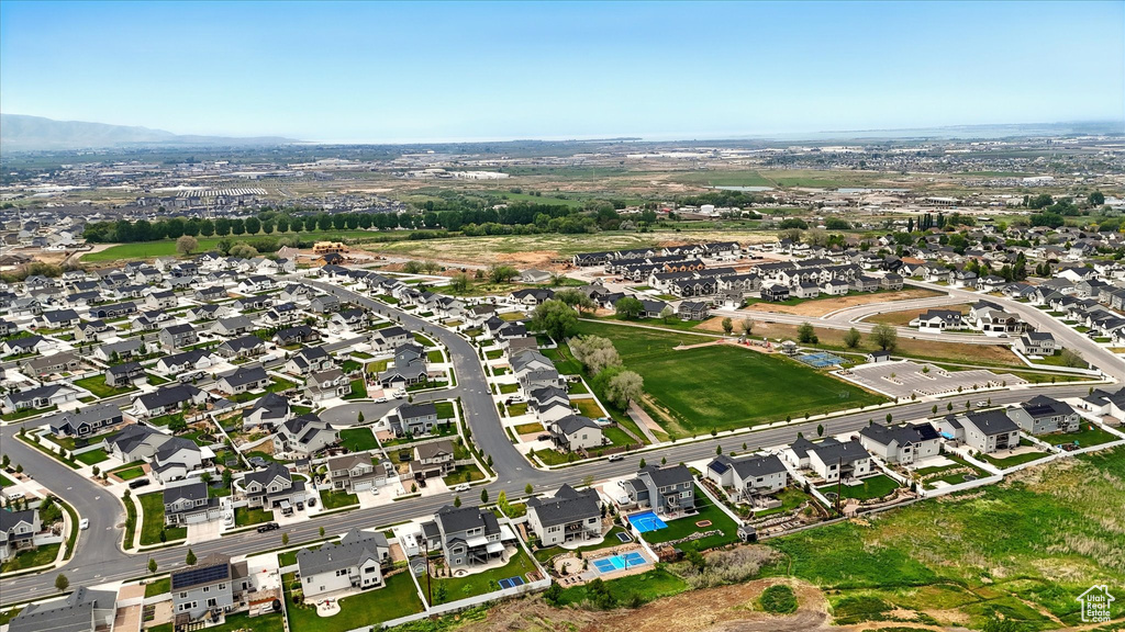 Bird's eye view with a residential view