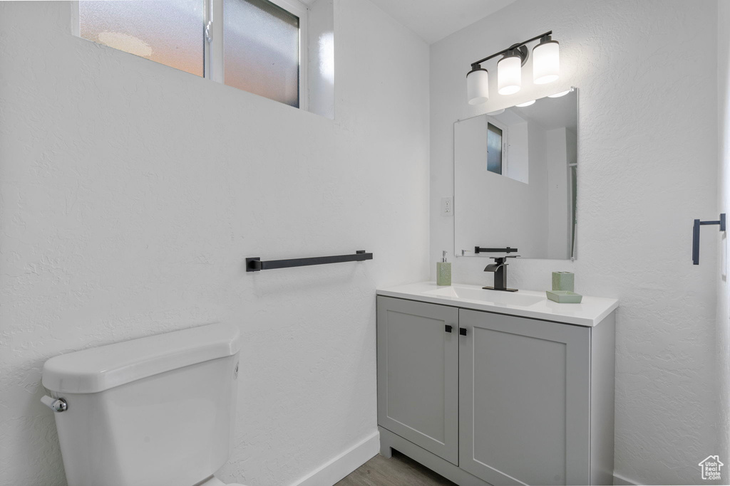 Bathroom featuring vanity and toilet