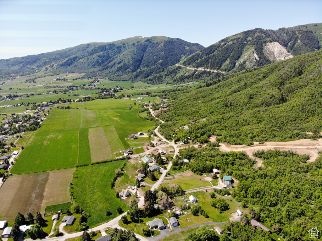 Aerial view of a mountainous background
