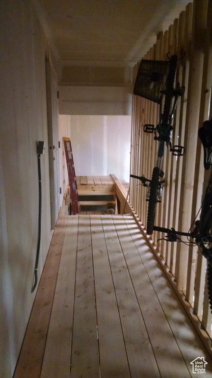 Hall with wood-type flooring