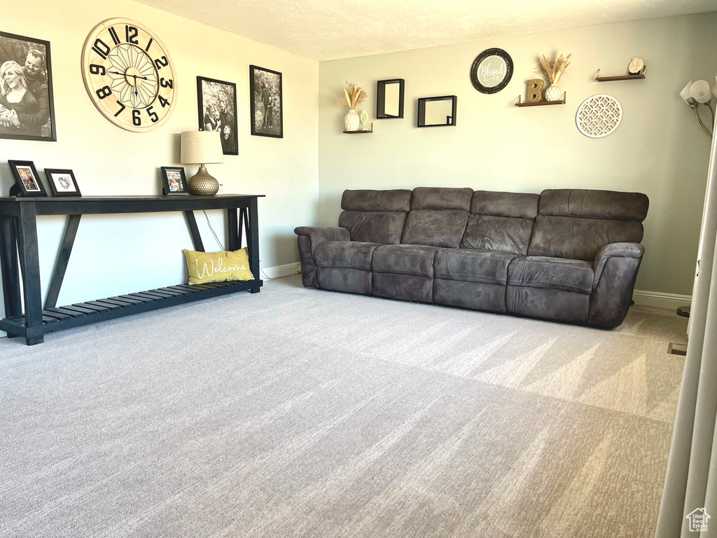 Living room with carpet flooring