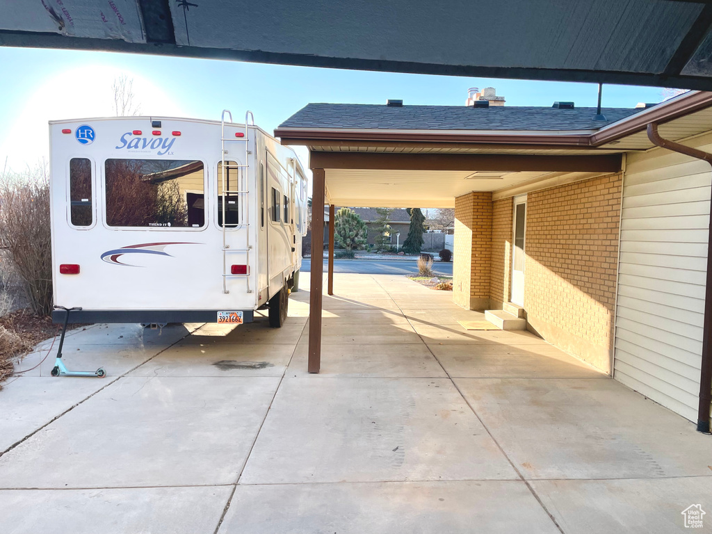 Exterior space with a carport