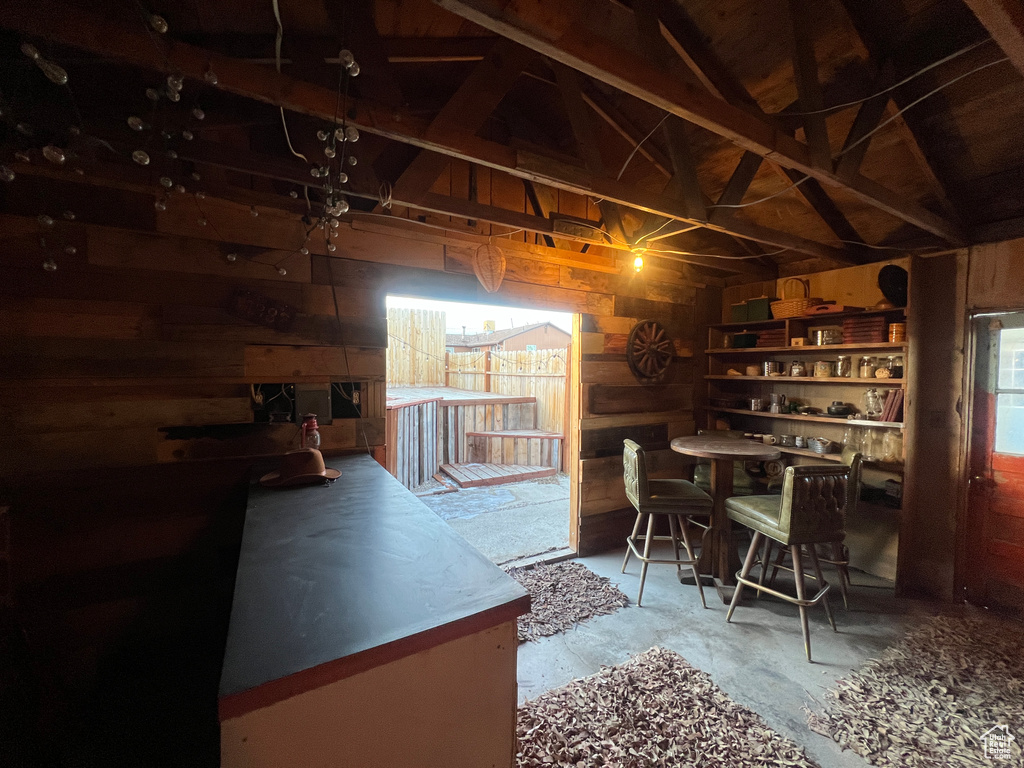 Interior space with wooden walls