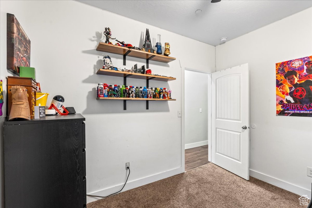 Interior space with carpet floors