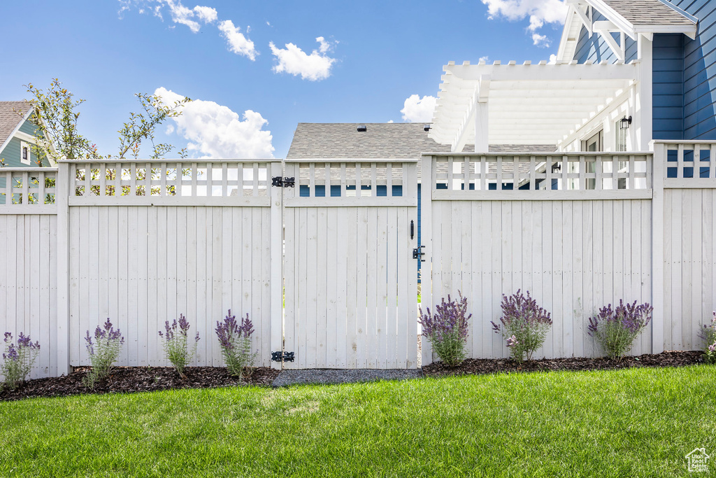 View of yard with a pergola