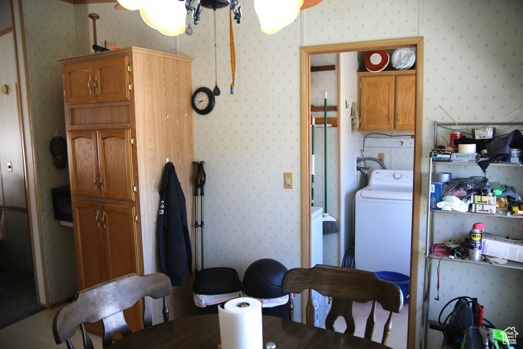 Dining room featuring washer / clothes dryer