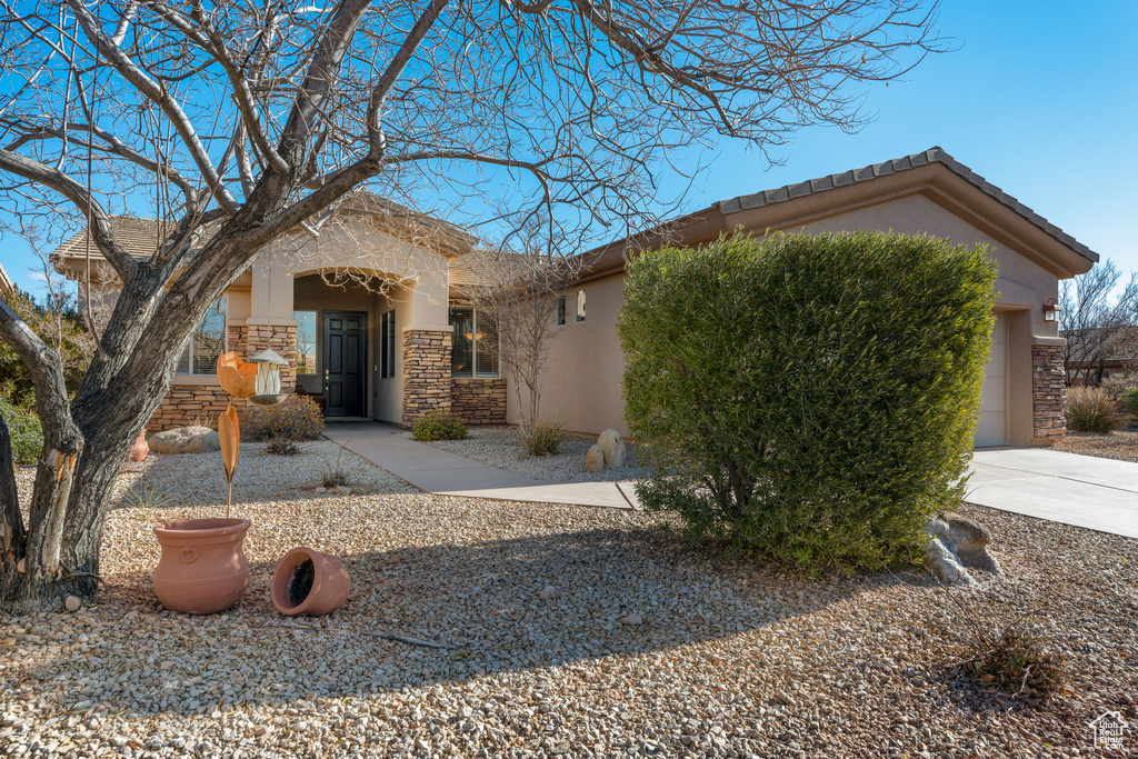 View of front of home with a garage