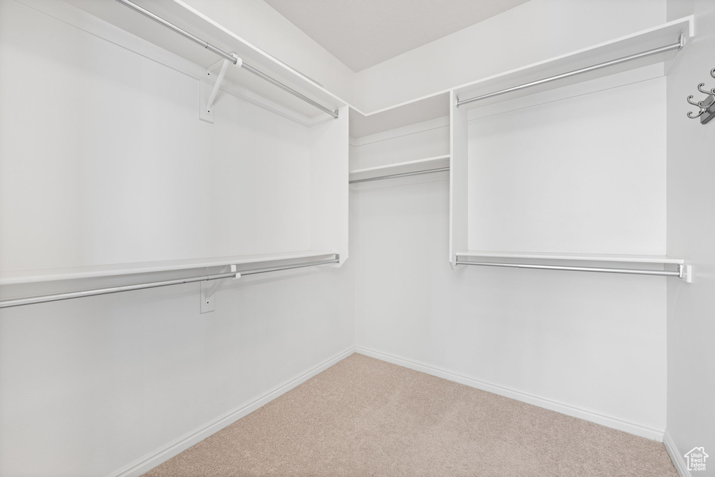 Spacious closet with carpet flooring