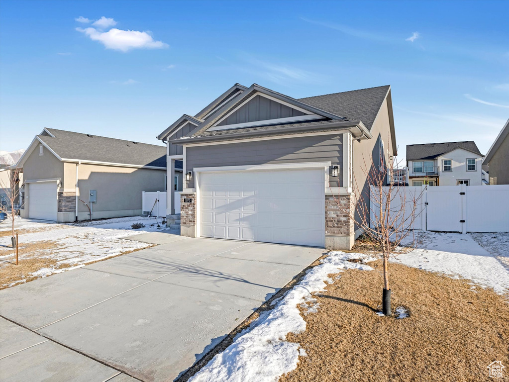 View of front of house with a garage