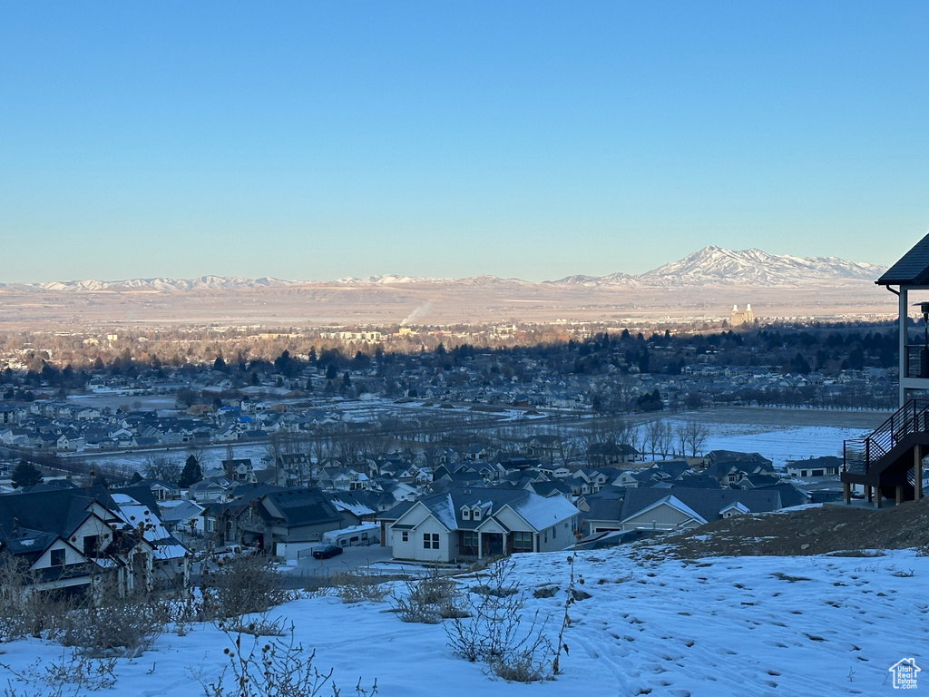 Exterior space featuring a mountain view