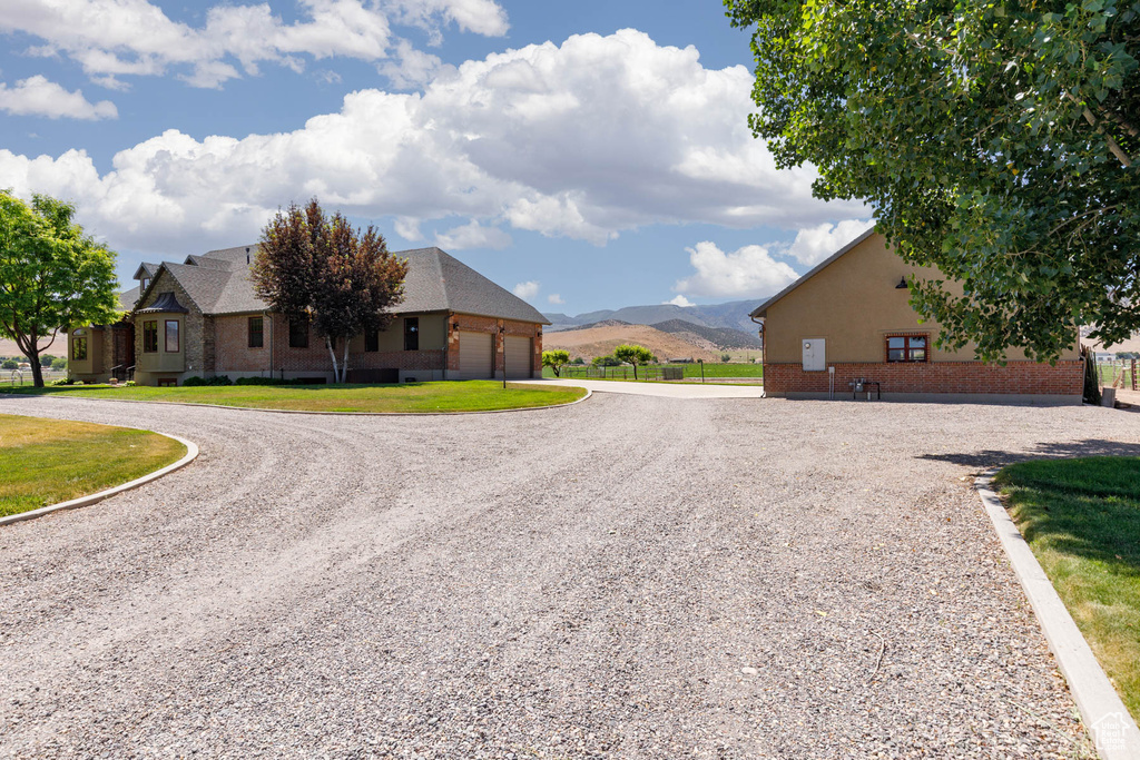 View of street with a mountain view