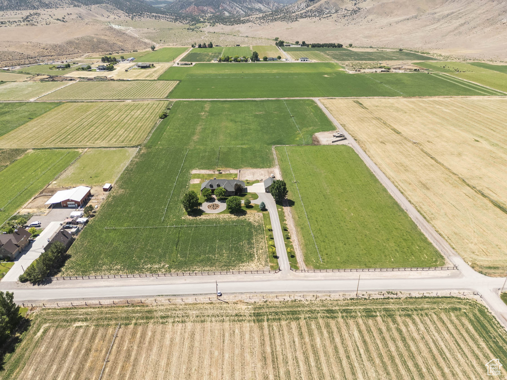 View of property location with rural landscape, abundant farmland, and a mountainous background