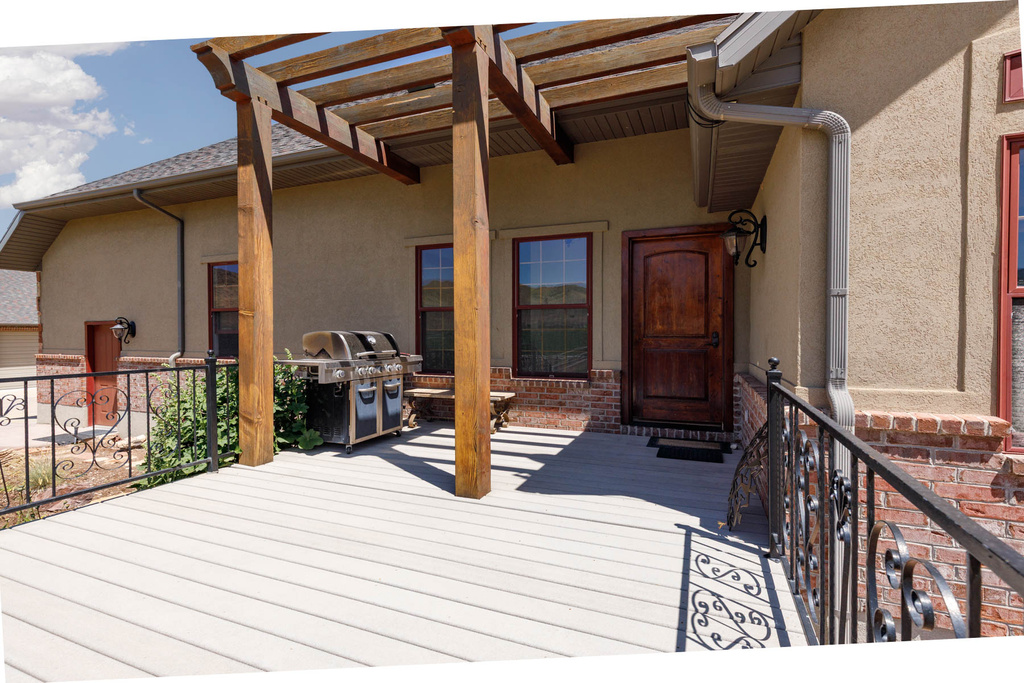 Wooden terrace with grilling area