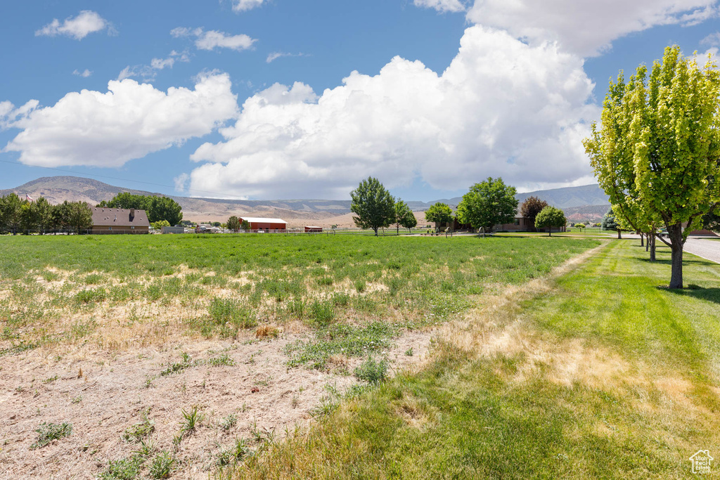 View of yard with a mountain view and a view of countryside