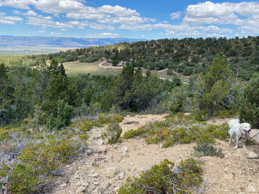 Exterior space featuring a mountain view