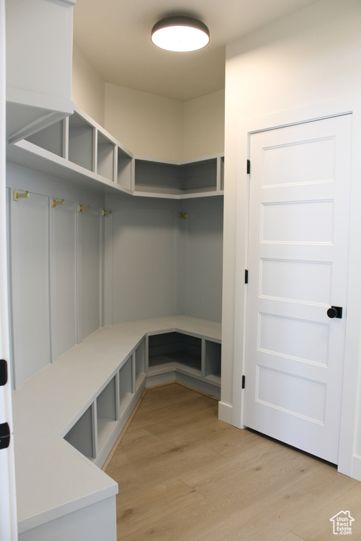 Mudroom featuring light hardwood / wood-style flooring