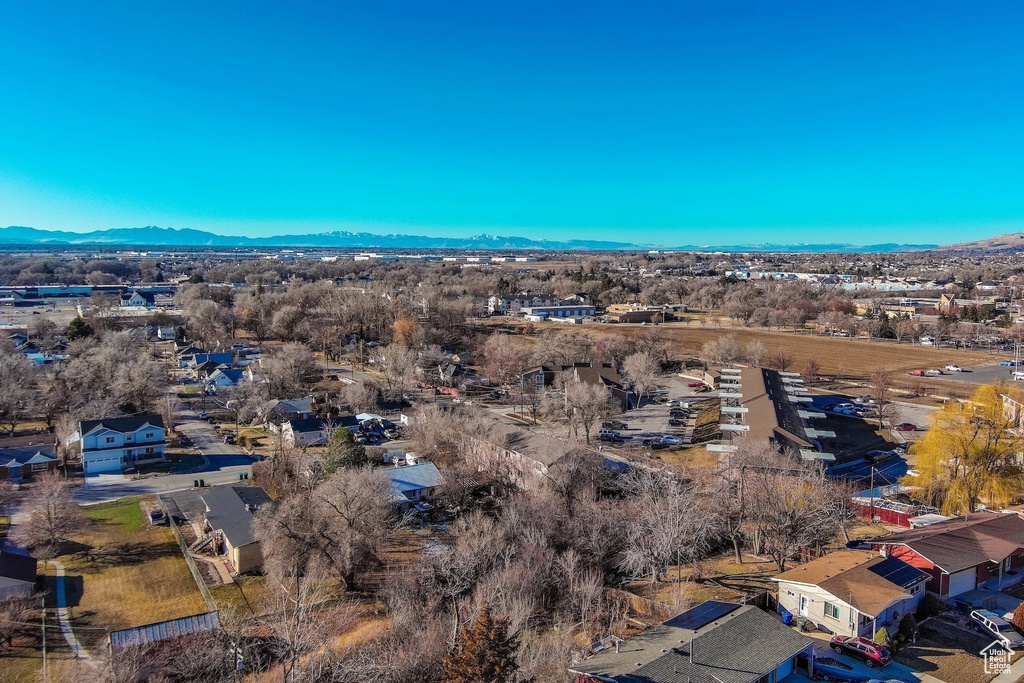 Aerial view featuring a mountain view