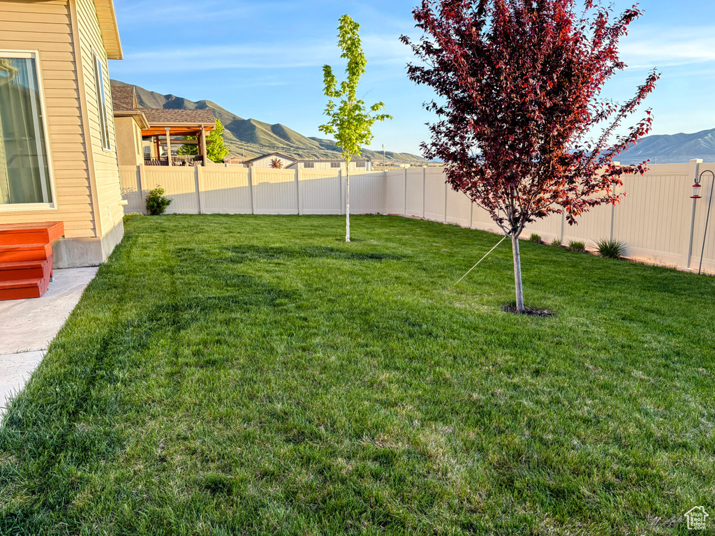 View of yard featuring a mountain view