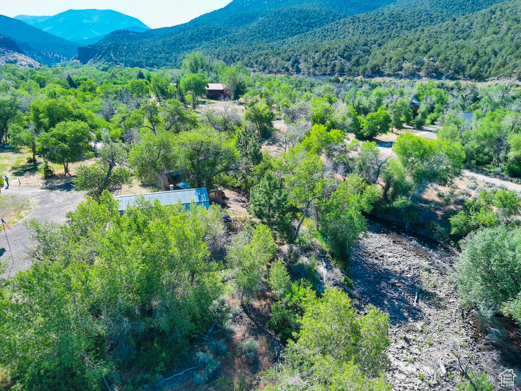 Bird's eye view with a mountain view