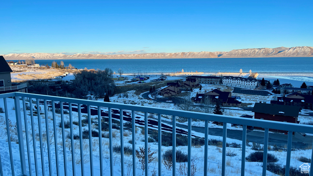 Water view with a mountain view