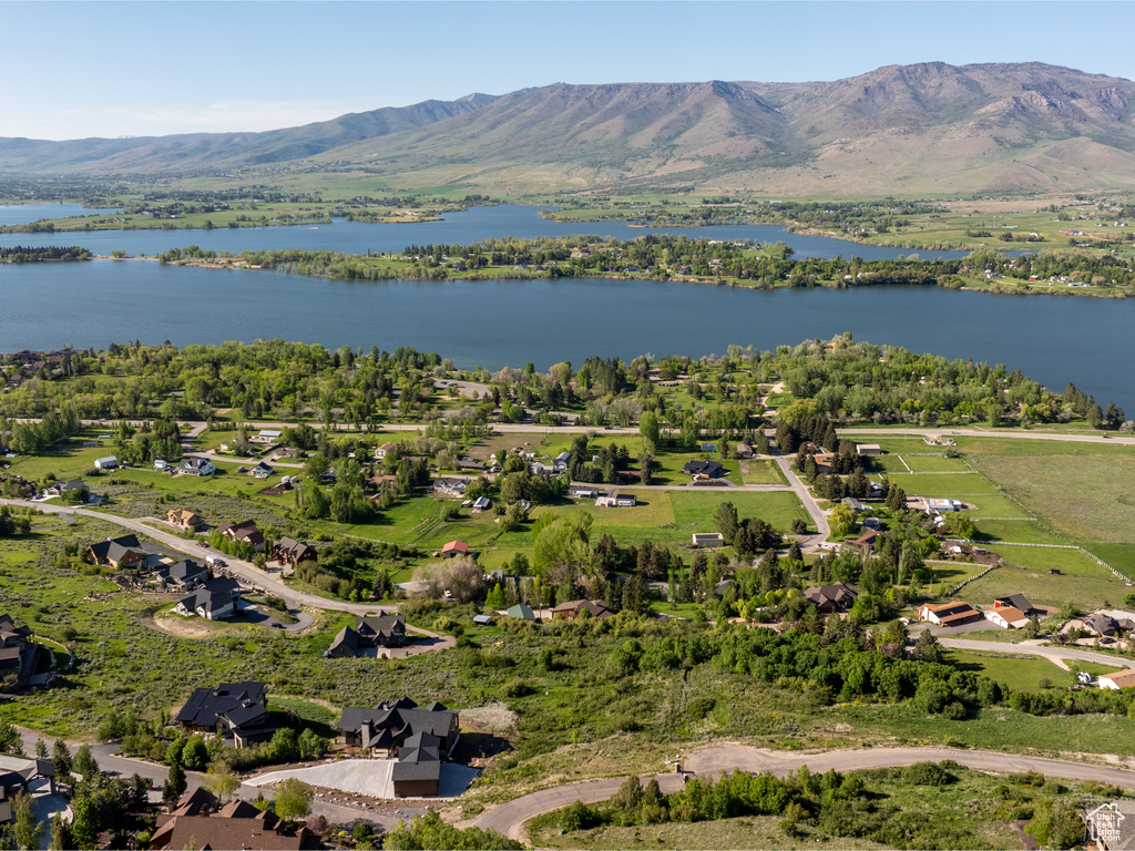 Drone / aerial view of a water and mountain view