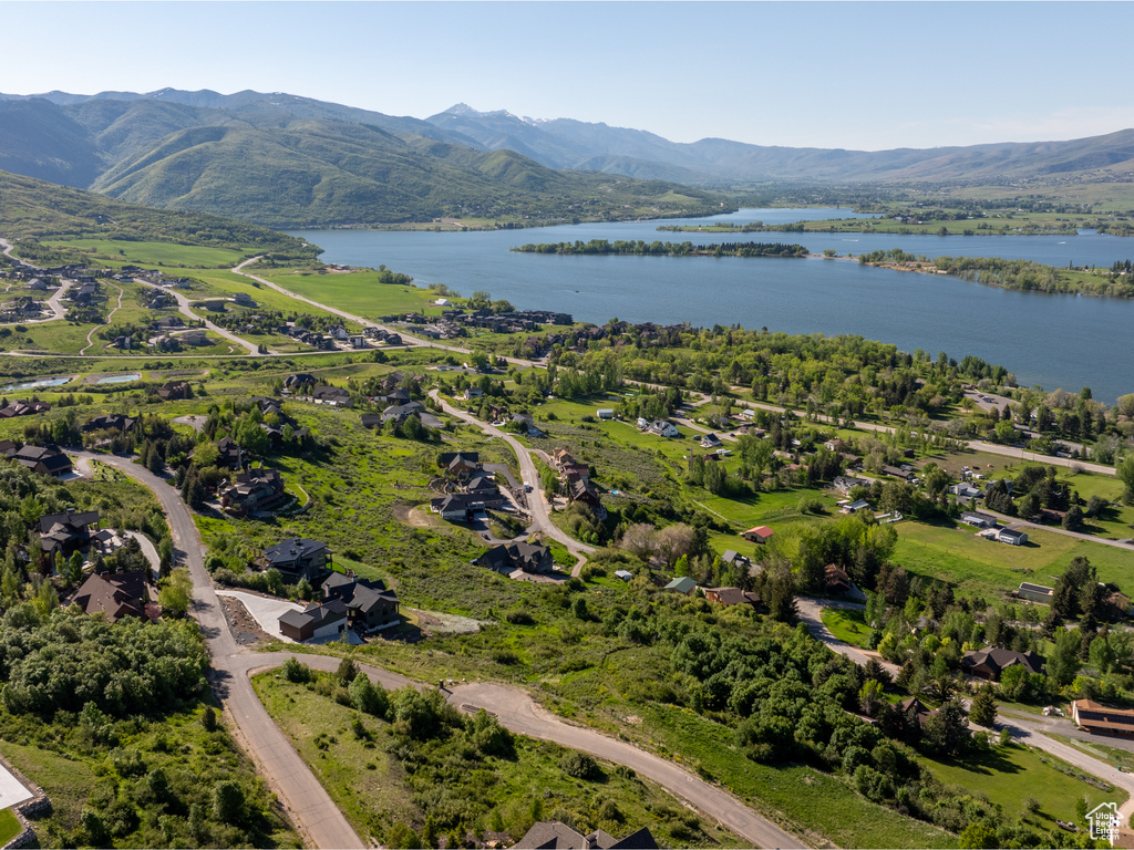 Aerial view of a water and mountain view