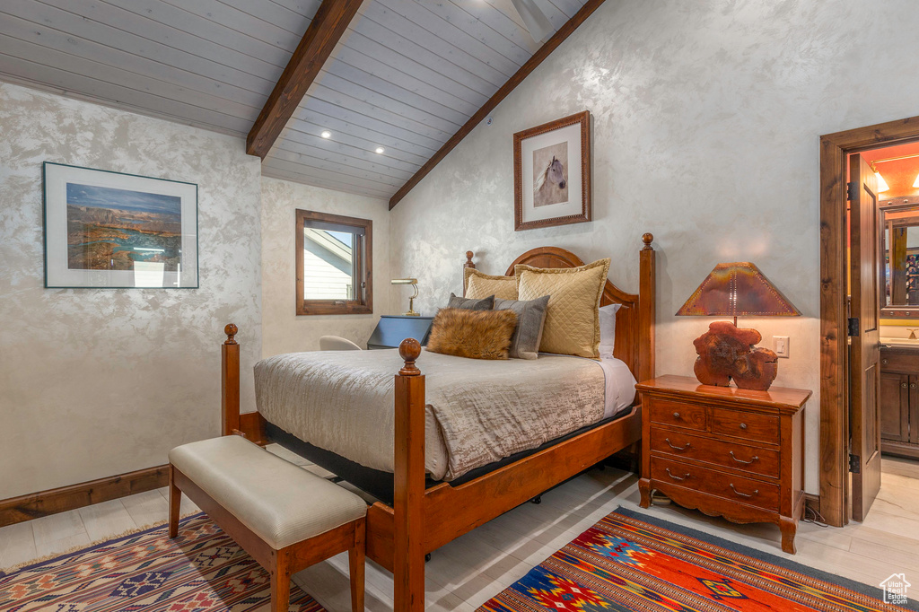Bedroom featuring wooden ceiling