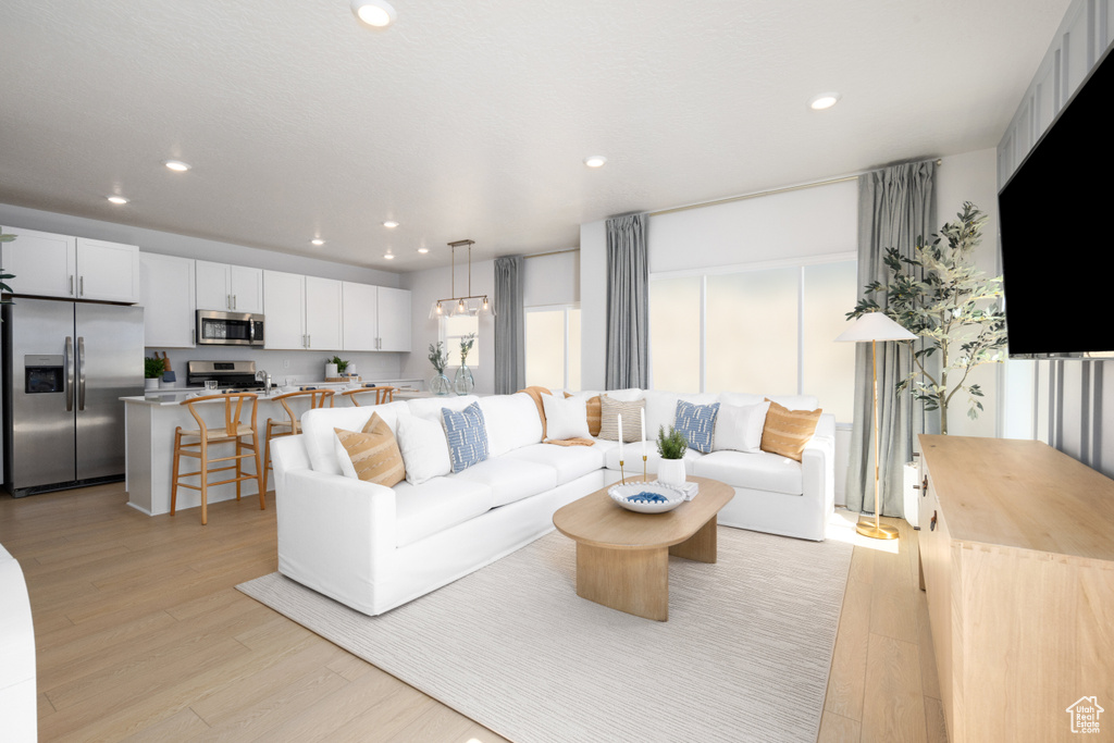 Living room featuring light hardwood / wood-style floors