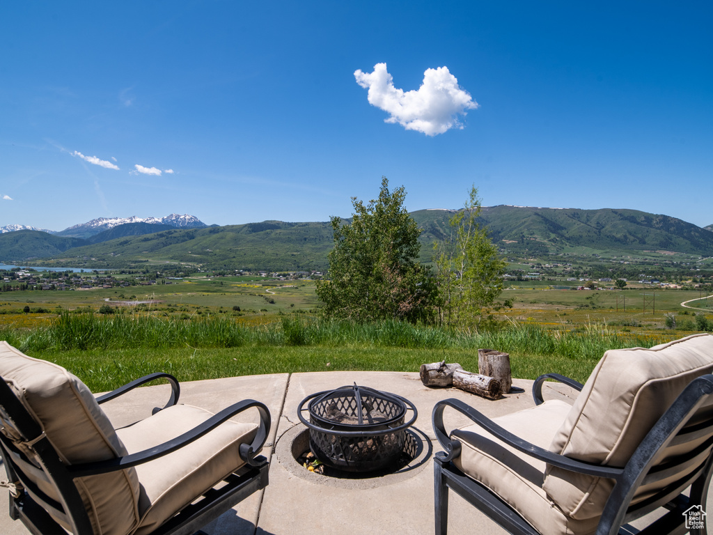 Mountain view featuring rural landscape