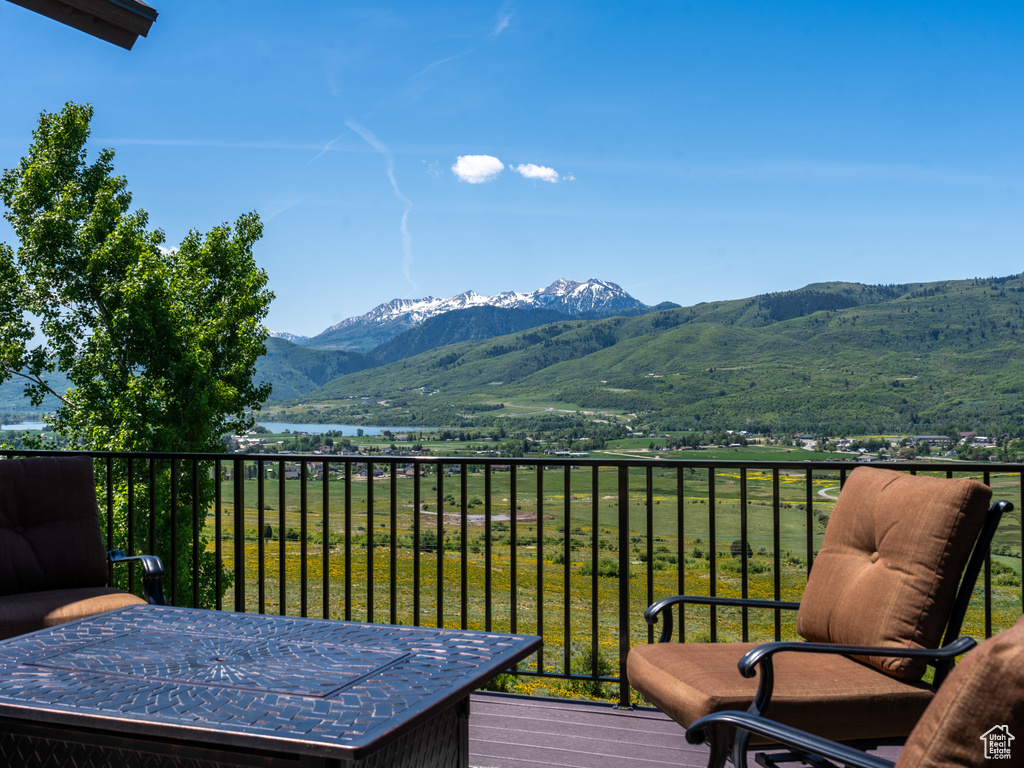 View of mountain backdrop with a nearby body of water