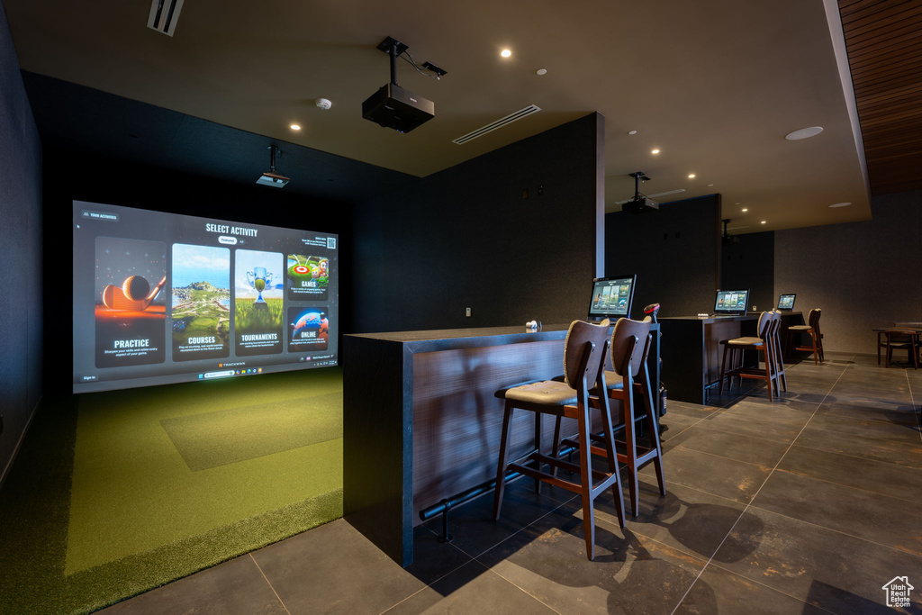 Bar with golf simulator
