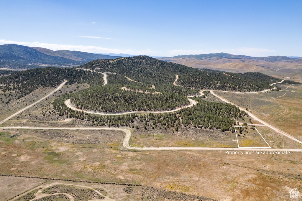 Drone / aerial view with a mountain view