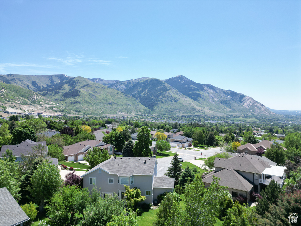 View of mountain background with nearby suburban area