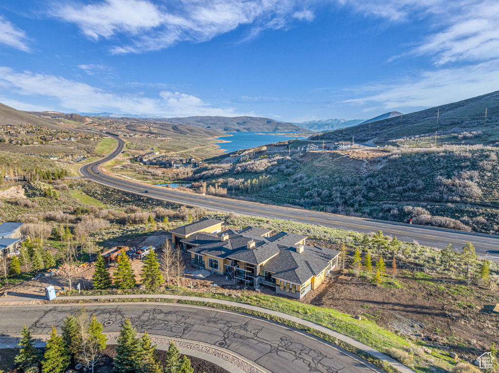 Drone / aerial view of a mountain backdrop