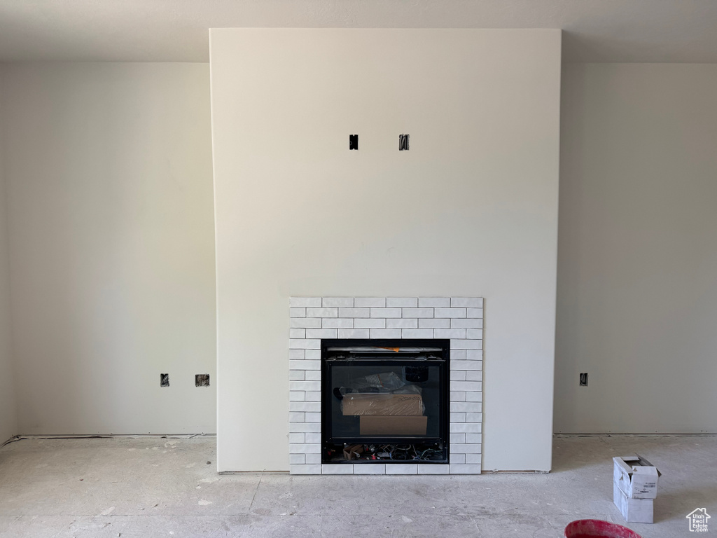 Interior details with a brick fireplace