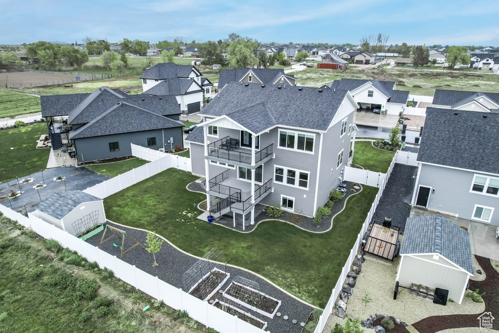 Aerial view of residential area