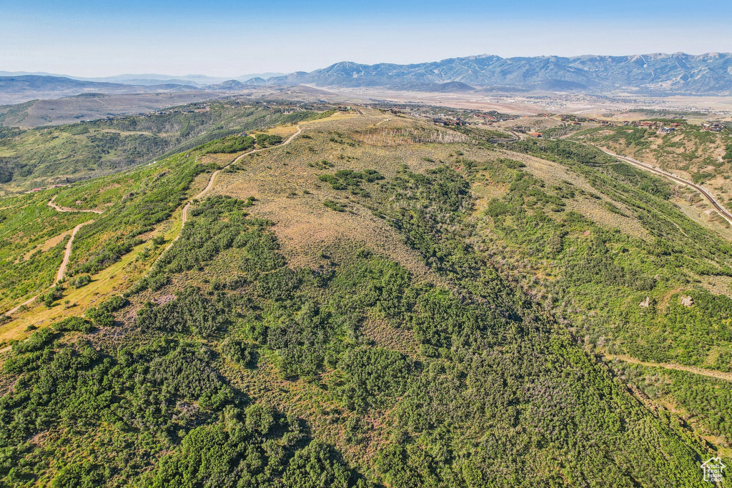 Aerial view featuring a mountain view