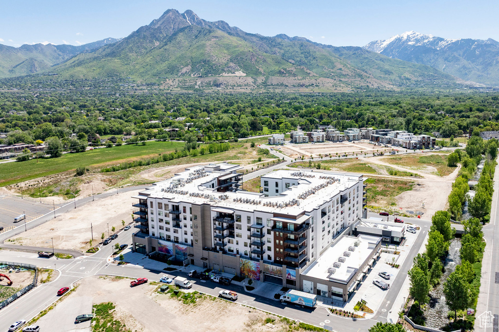 Drone / aerial view of a mountain backdrop