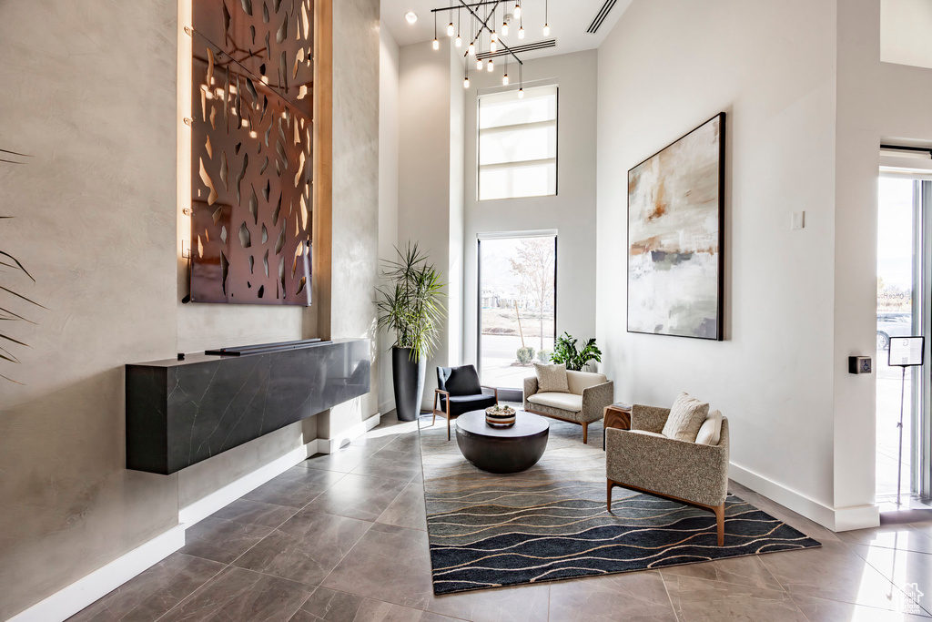Lobby featuring a high ceiling