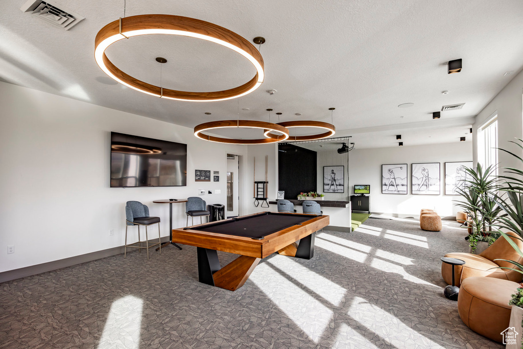 Game room featuring billiards table and baseboards
