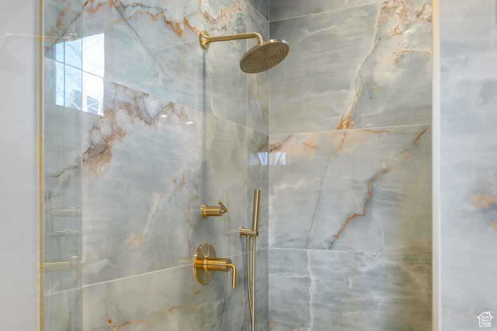Bathroom with a tile shower