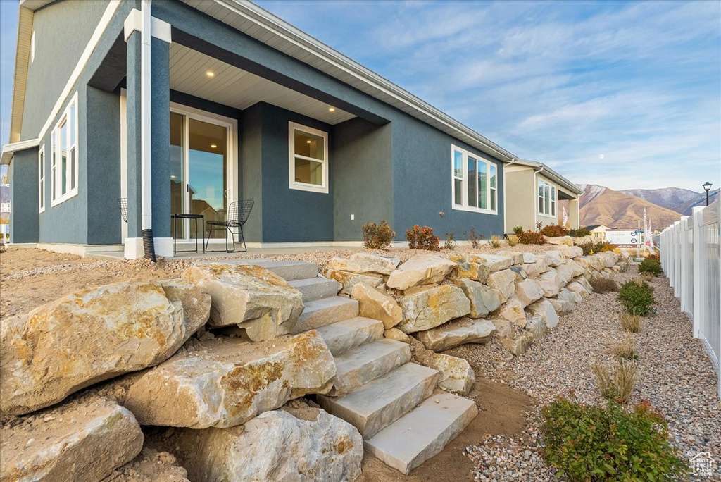 View of home\'s exterior with a mountain view