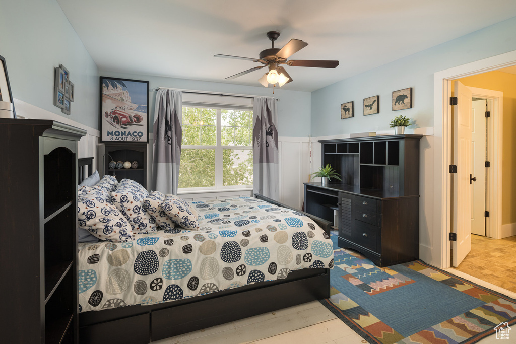 Bedroom featuring ceiling fan